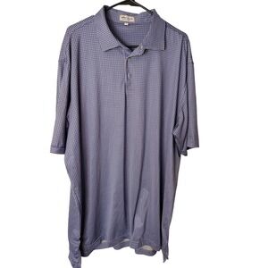 Peter Millar Summer Comfort Polo Shirt Mens XXL Blue White Geometric Golf Top